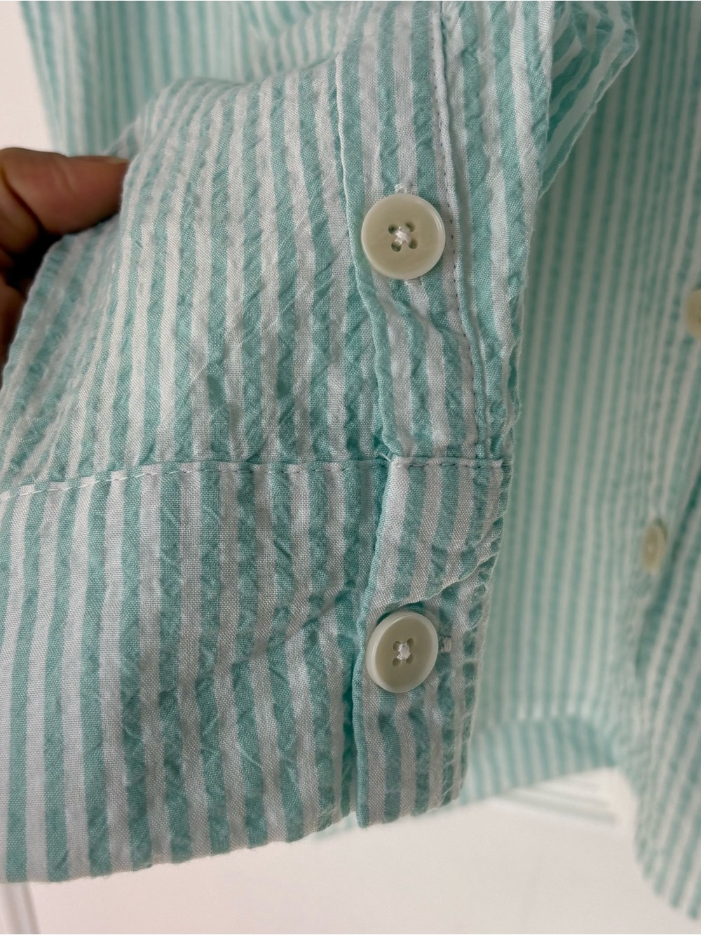 Papinelle Sabine Seersucker Stripe Full Length Pajama Set, Mint Green, M - Picture 5 of 16